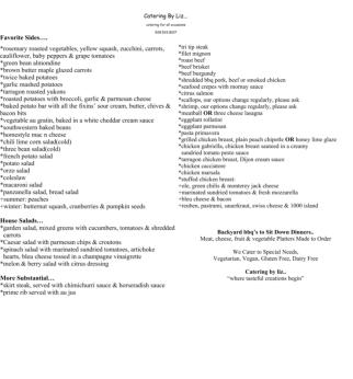 Catering by Liz — More Substantial entrées, sides & salads menu